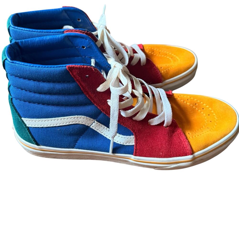 Vans Kids Sk8 Hi Skateboard Shoes Primary Block Sneakers Size 7 Multicolor